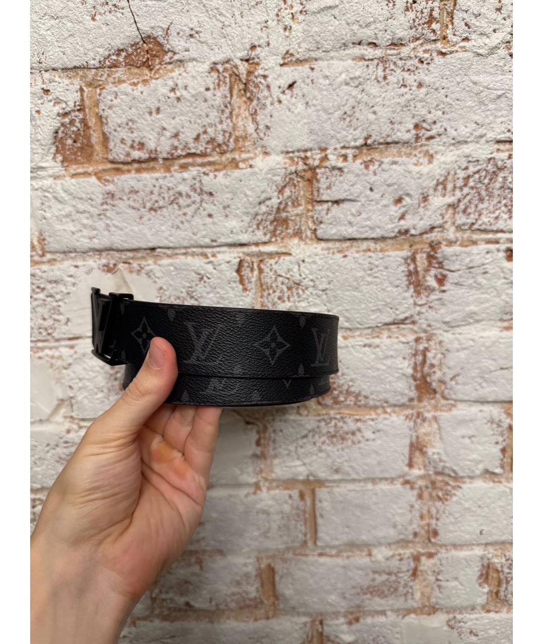 LOUIS VUITTON Черный кожаный ремень, фото 4
