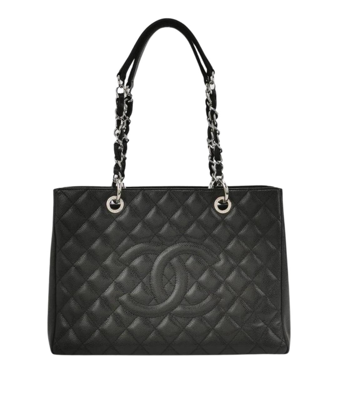 CHANEL Черная кожаная сумка с короткими ручками, фото 1