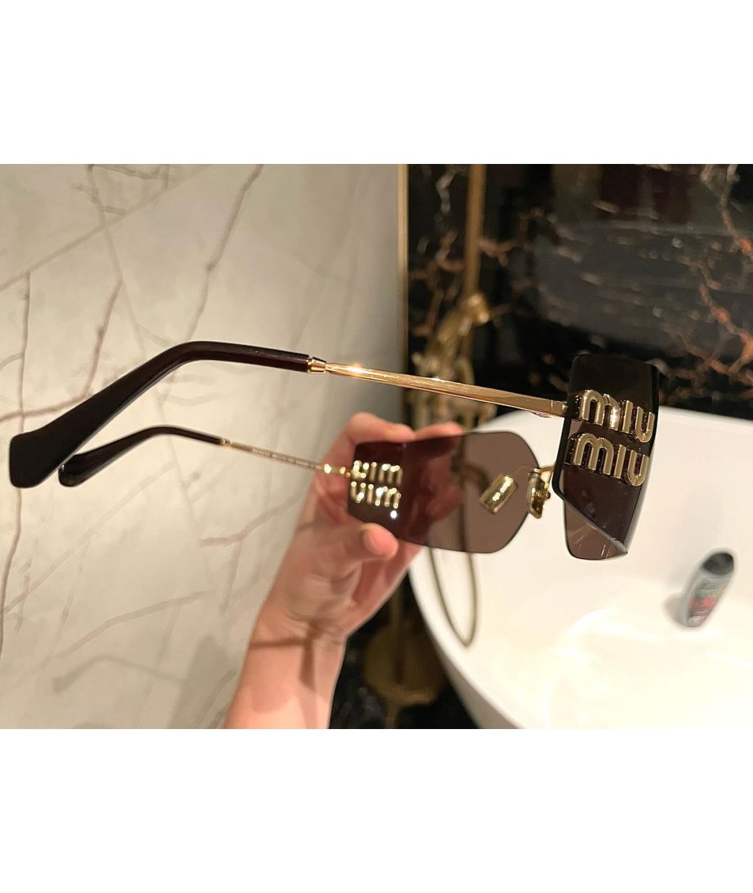 MIU MIU Коричневые металлические солнцезащитные очки, фото 5