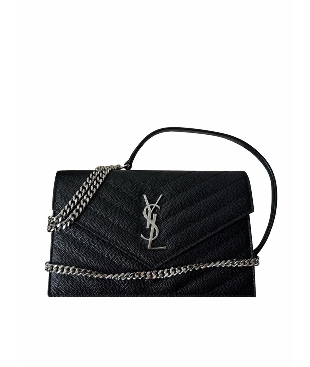 SAINT LAURENT Черная кожаная сумка через плечо, фото 1