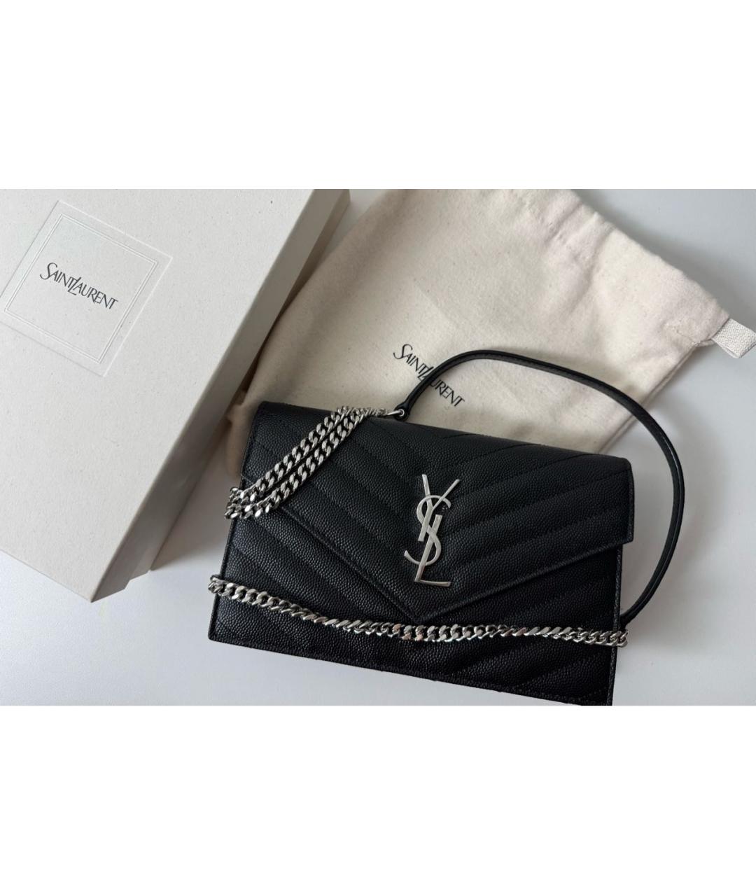 SAINT LAURENT Черная кожаная сумка через плечо, фото 5