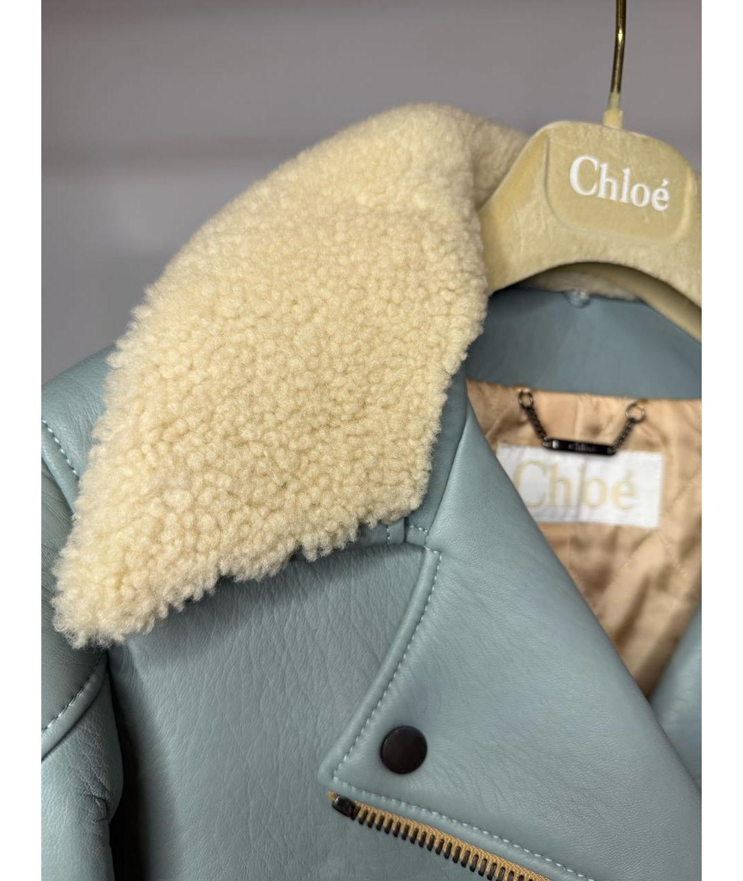 CHLOE Голубая кожаная дубленка, фото 6