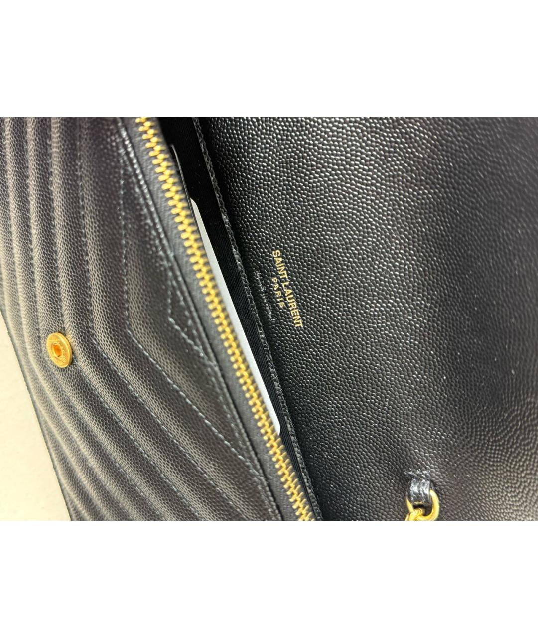 SAINT LAURENT Черная кожаная сумка через плечо, фото 4