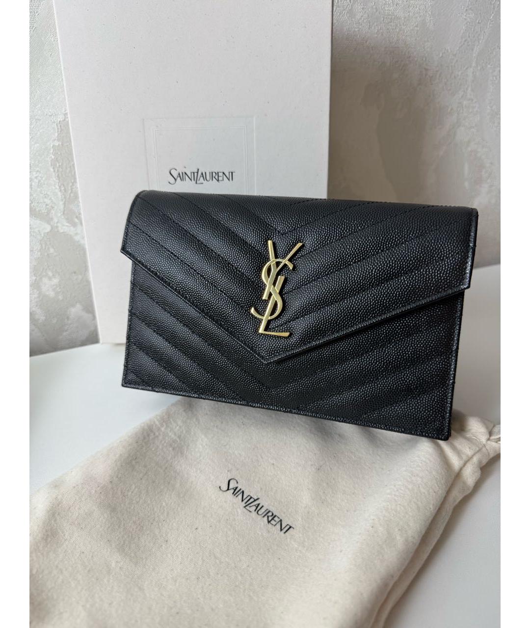 SAINT LAURENT Черная кожаная сумка через плечо, фото 5