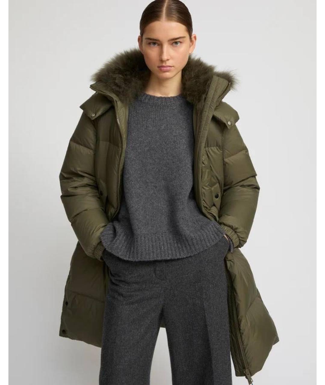 YVES SALOMON Хаки меховой пуховик, фото 2