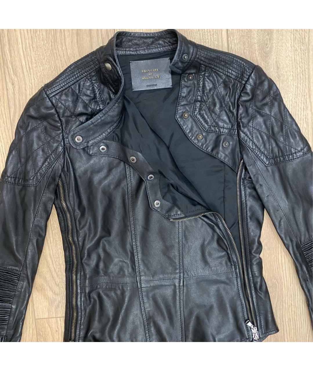 Principe di Bologna Черная кожаная куртка, фото 2