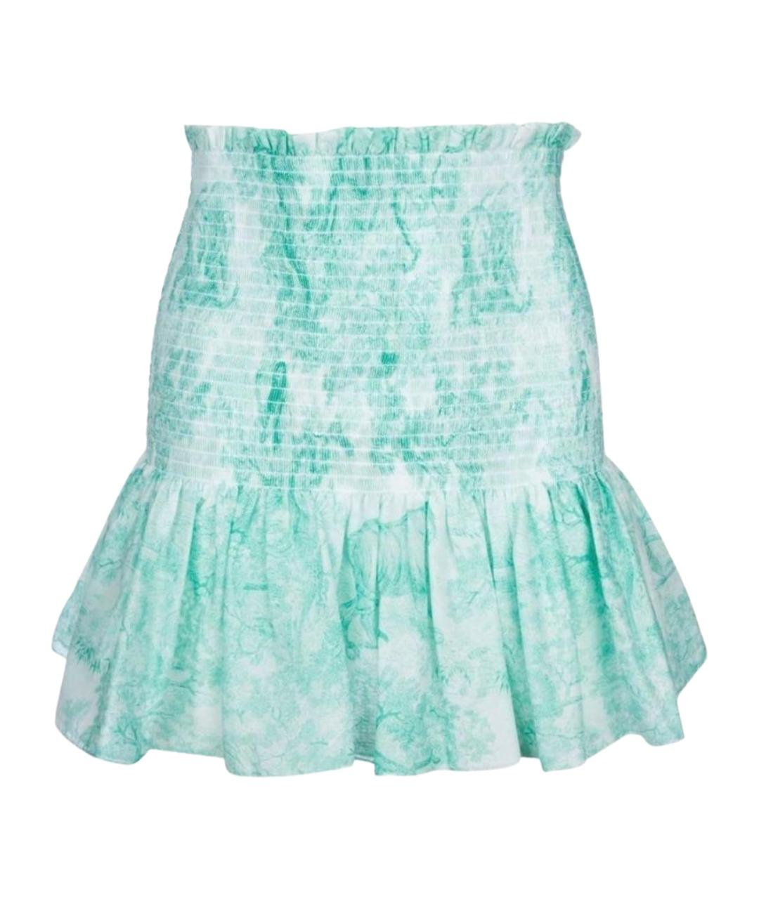 CHRISTIAN DIOR Бирюзовая хлопковая юбка мини, фото 1
