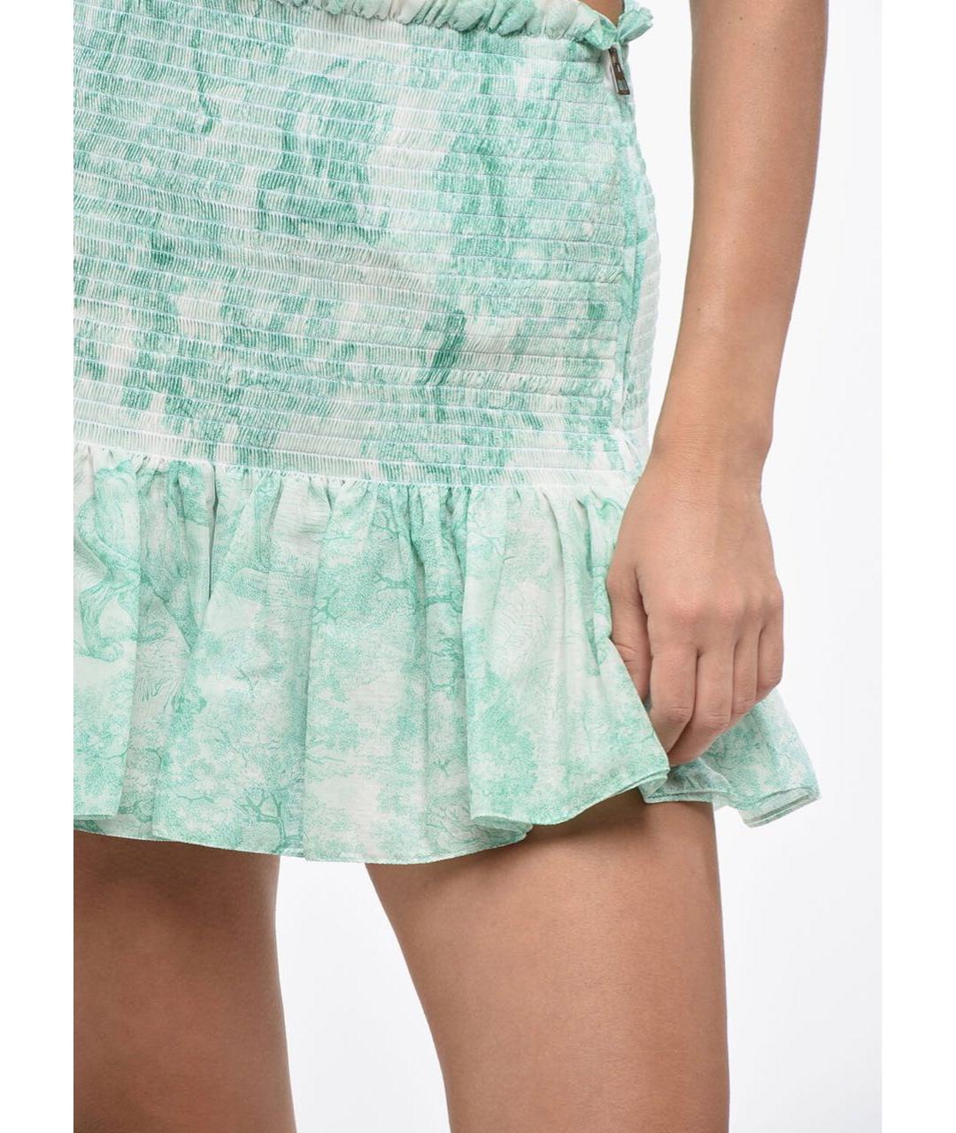 CHRISTIAN DIOR Бирюзовая хлопковая юбка мини, фото 6