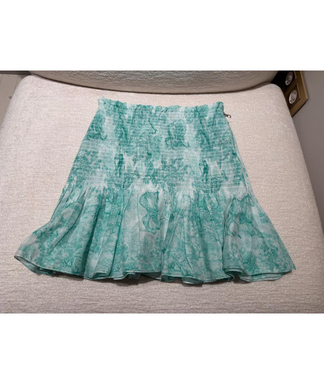 CHRISTIAN DIOR Бирюзовая хлопковая юбка мини, фото 2