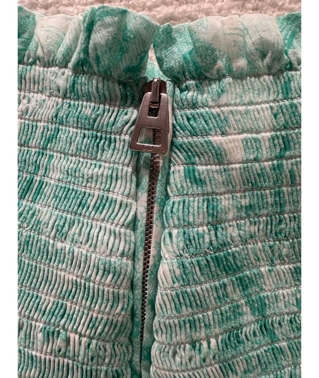 CHRISTIAN DIOR Бирюзовая хлопковая юбка мини, фото 3