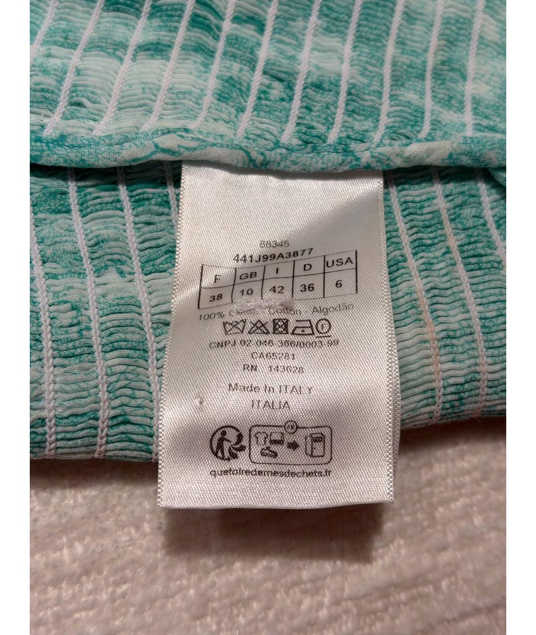 CHRISTIAN DIOR Бирюзовая хлопковая юбка мини, фото 5