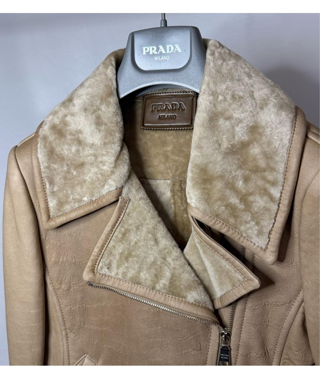 PRADA Коричневая кожаная дубленка, фото 3