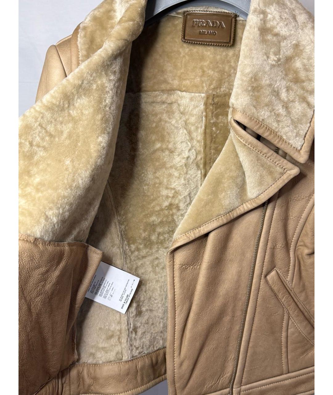 PRADA Коричневая кожаная дубленка, фото 5