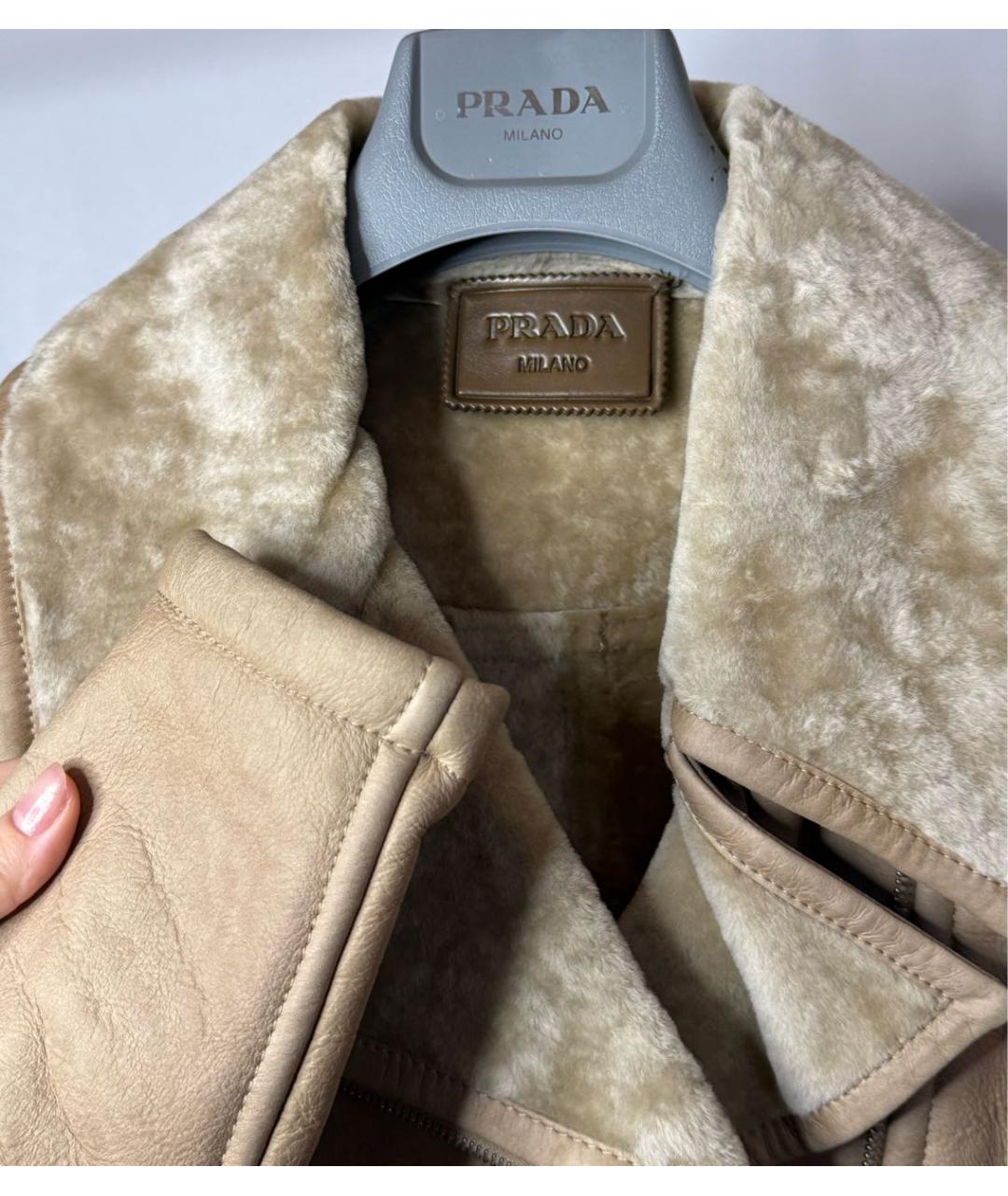 PRADA Коричневая кожаная дубленка, фото 6
