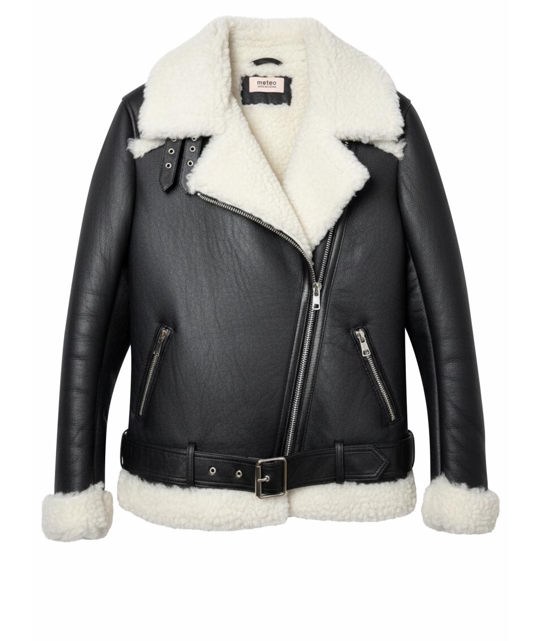 METEO YVES SALOMON Черная кожаная дубленка, фото 1