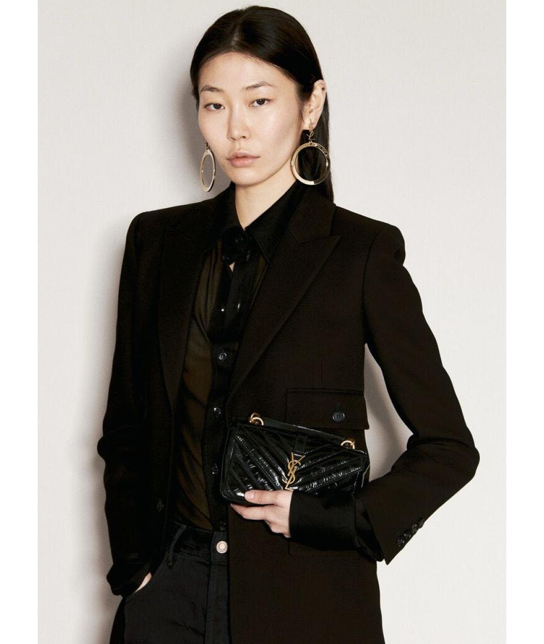 SAINT LAURENT Черная кожаная сумка через плечо, фото 5