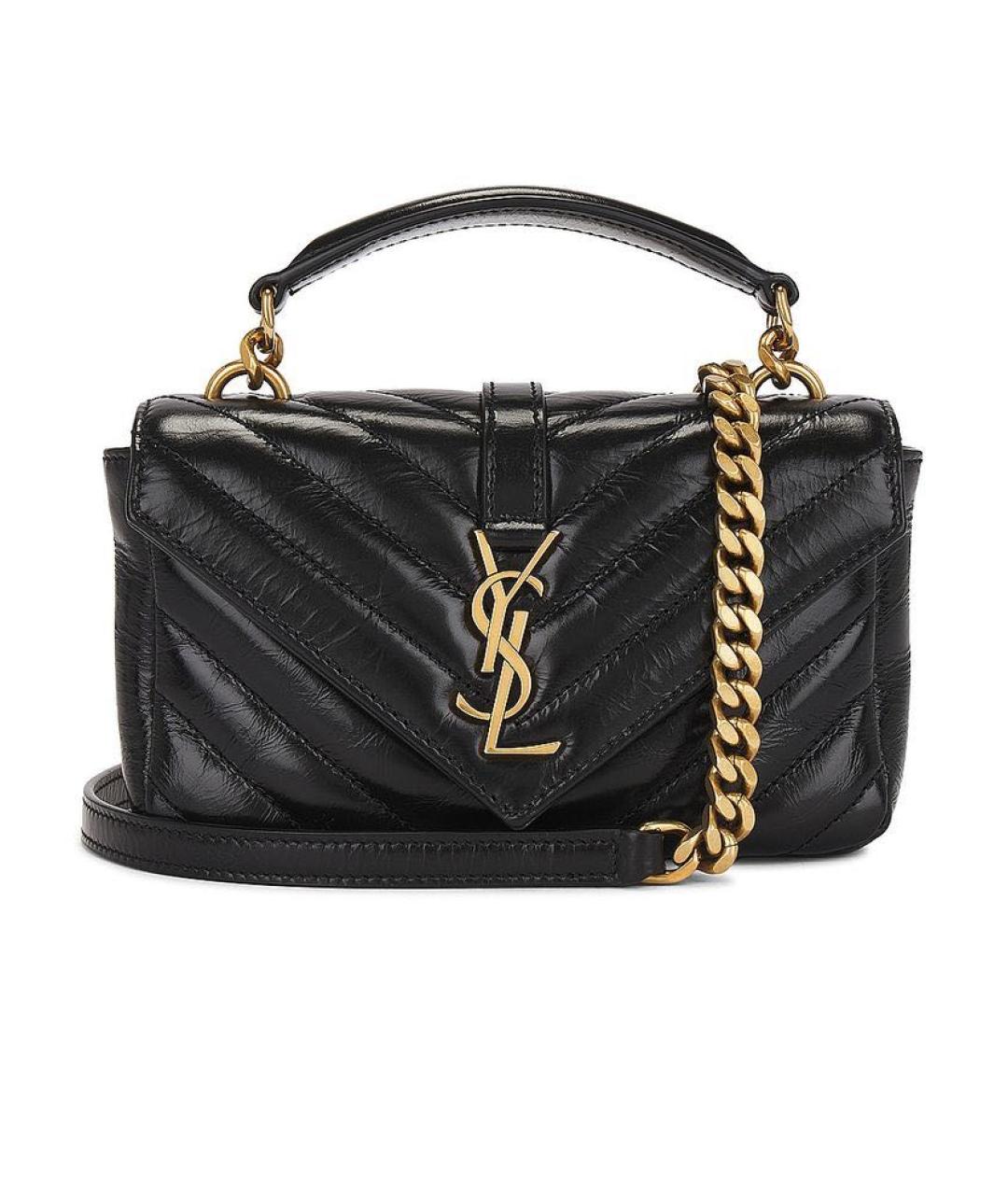 SAINT LAURENT Черная кожаная сумка через плечо, фото 1