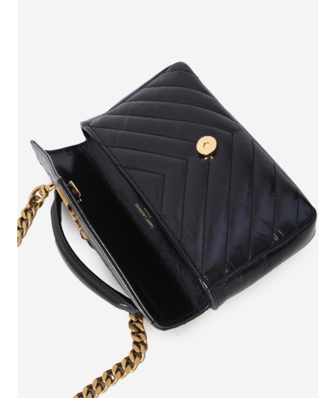 SAINT LAURENT Черная кожаная сумка через плечо, фото 3