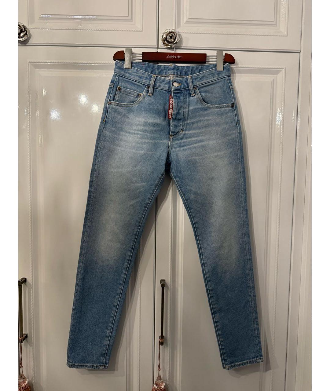 DSQUARED2 Голубые хлопковые джинсы слим, фото 6