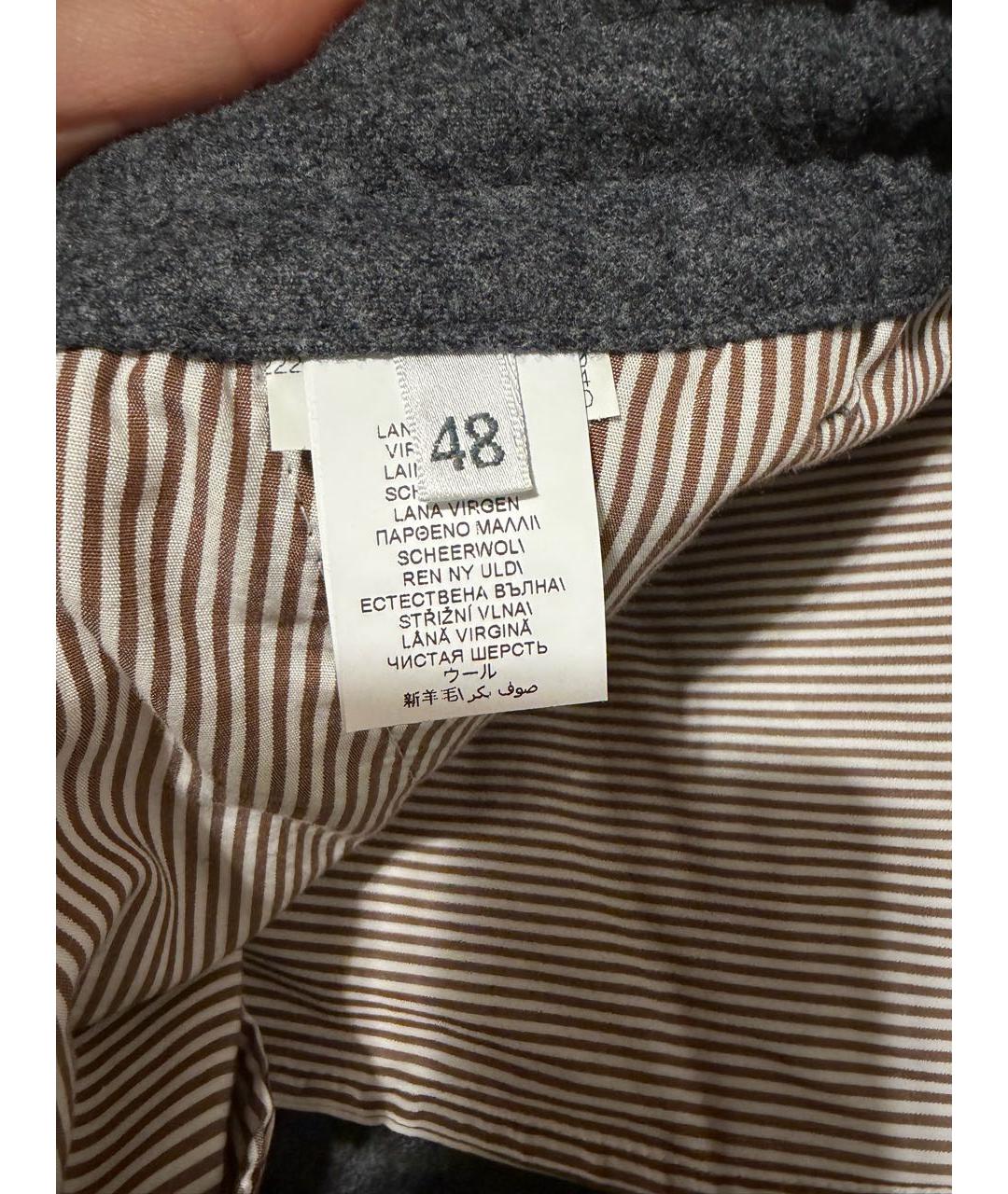 BRUNELLO CUCINELLI Серые шерстяные повседневные брюки, фото 4