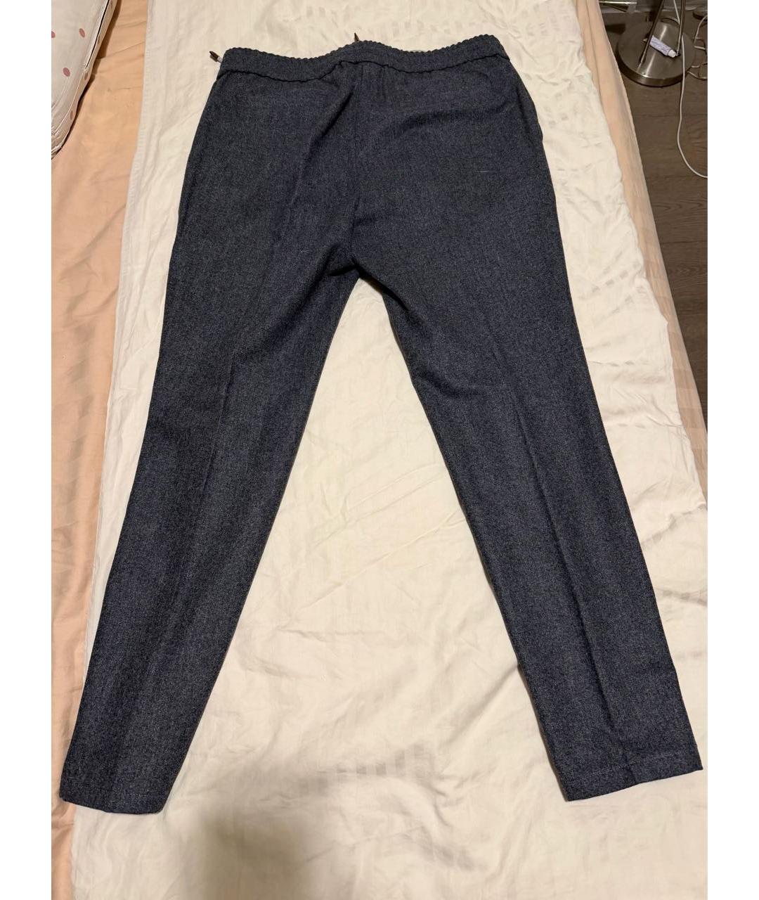 BRUNELLO CUCINELLI Серые шерстяные повседневные брюки, фото 2