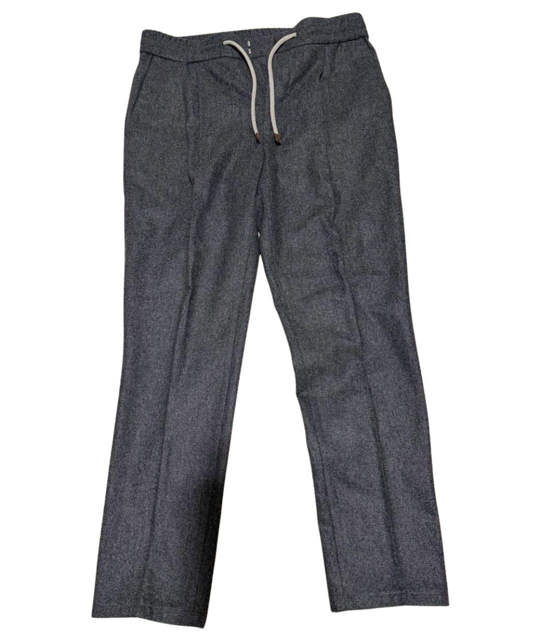 BRUNELLO CUCINELLI Серые шерстяные повседневные брюки, фото 1