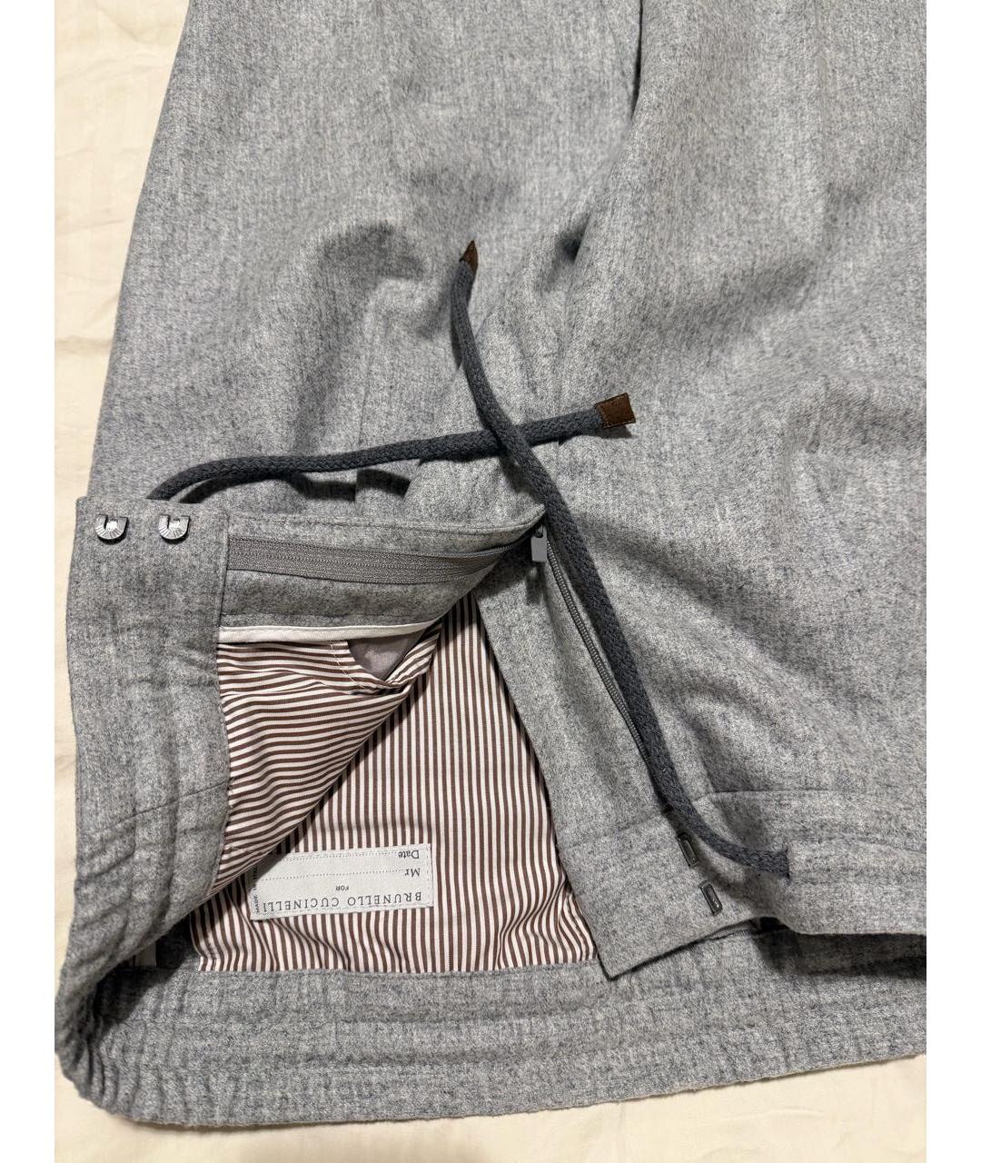 BRUNELLO CUCINELLI Серые шерстяные повседневные брюки, фото 4