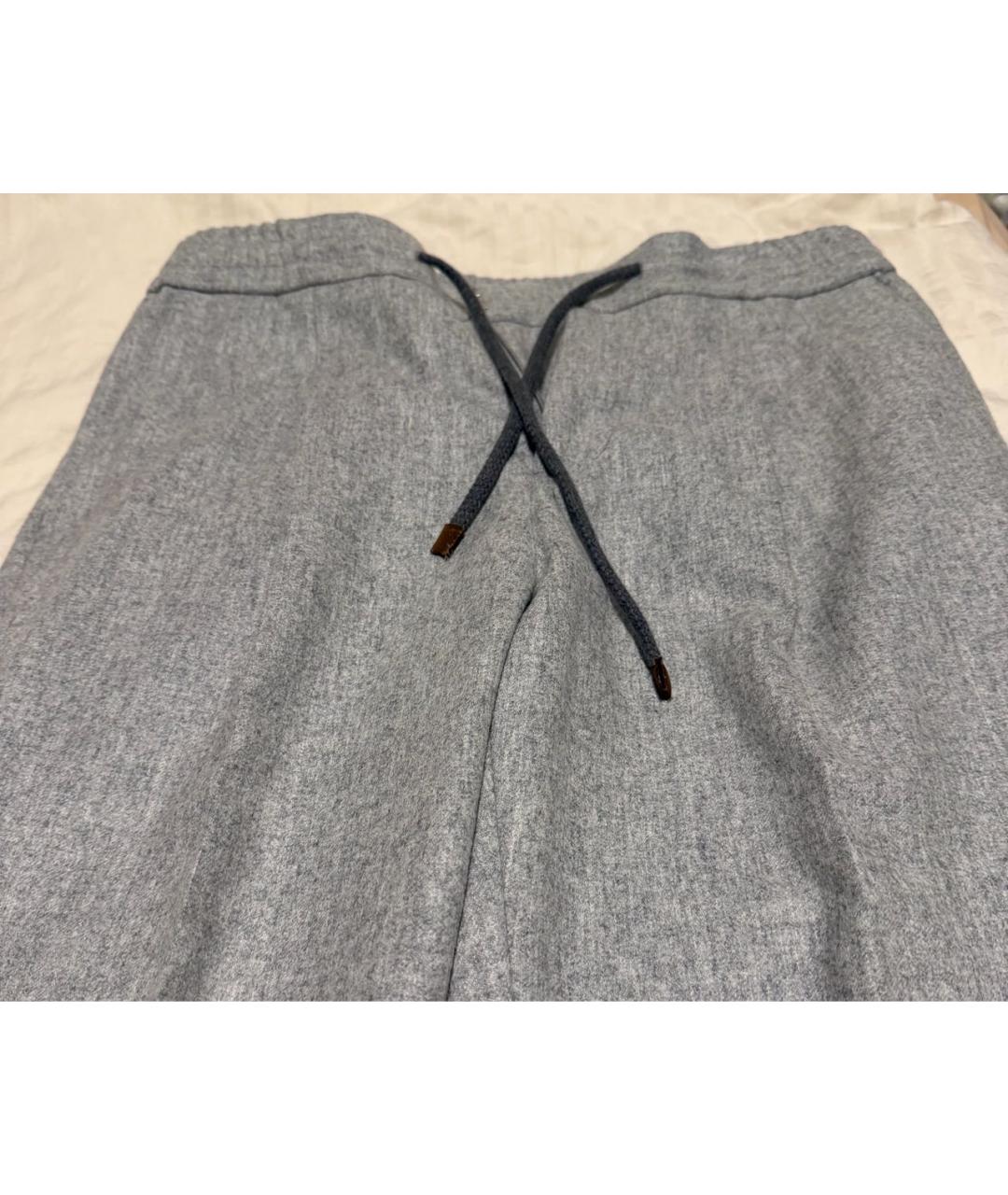 BRUNELLO CUCINELLI Серые шерстяные повседневные брюки, фото 3