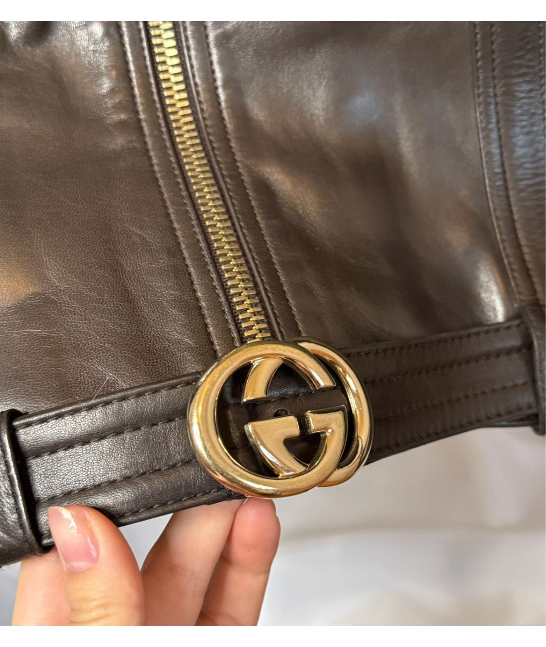 GUCCI Коричневая кожаная куртка, фото 4