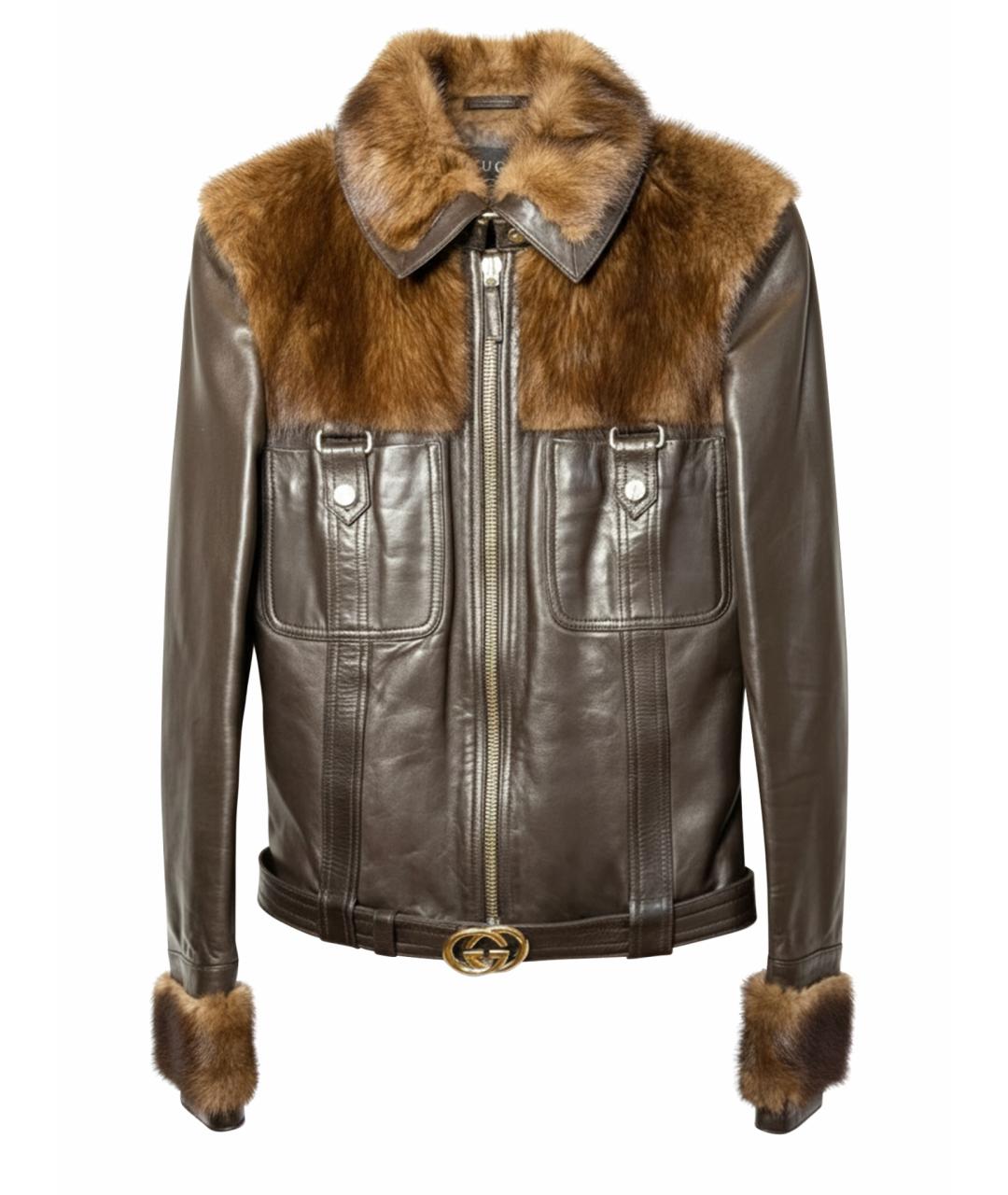 GUCCI Коричневая кожаная куртка, фото 1