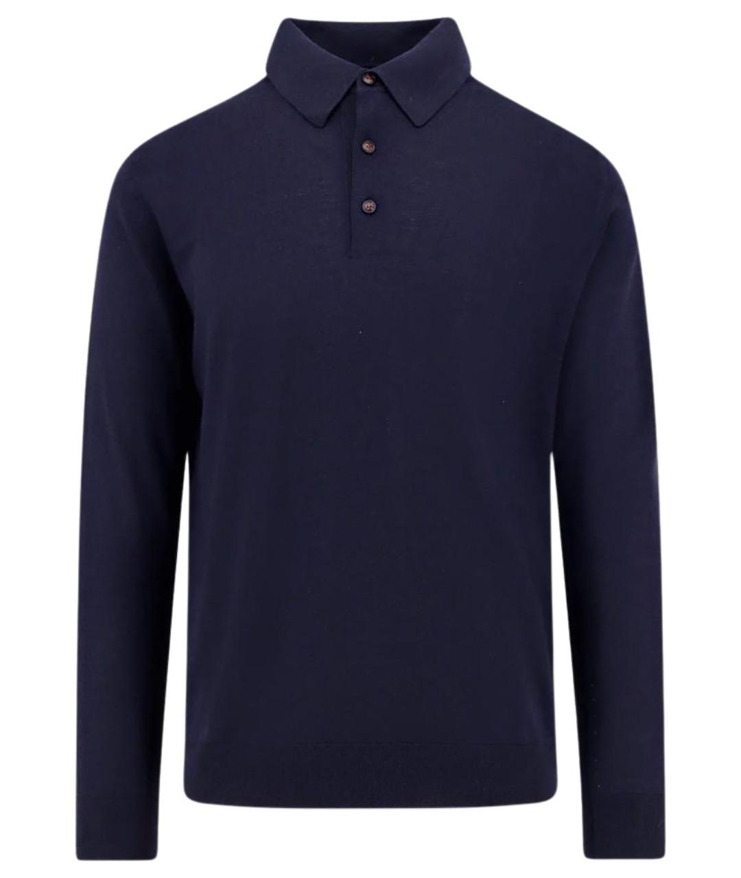 KITON Синее поло с длинным рукавом, фото 1