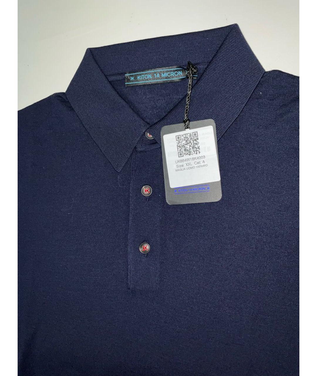 KITON Синее поло с длинным рукавом, фото 3
