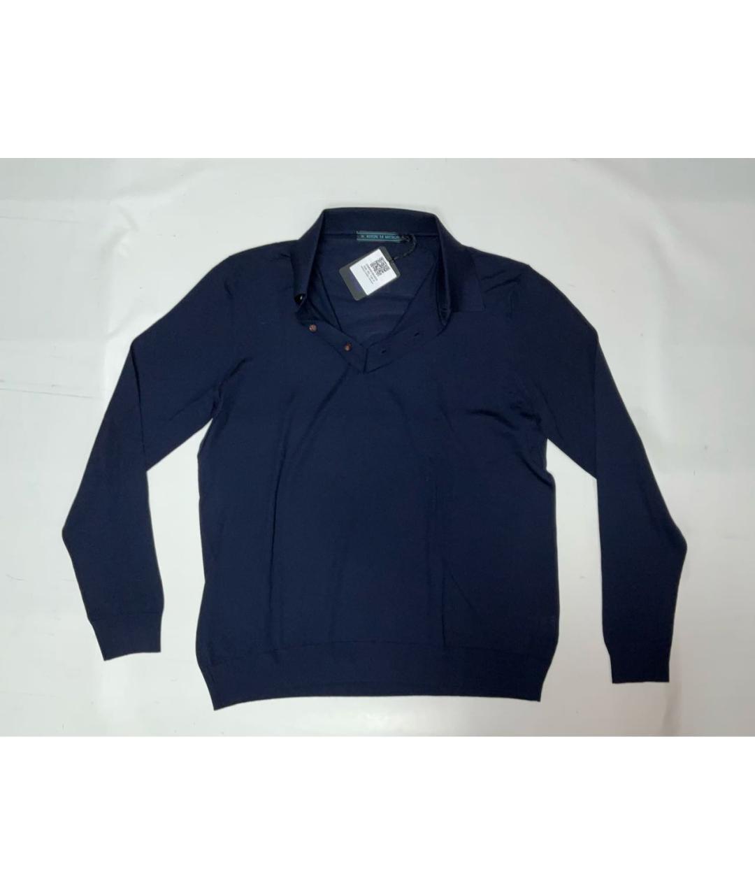 KITON Синее поло с длинным рукавом, фото 5