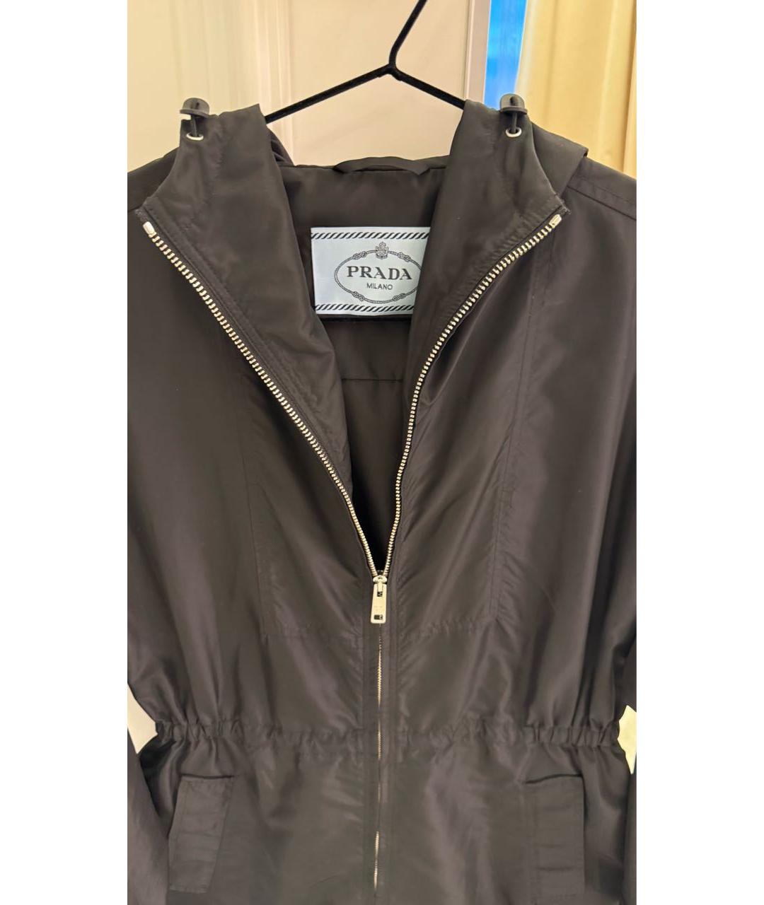 PRADA Черный полиэстеровый тренч/плащ, фото 2