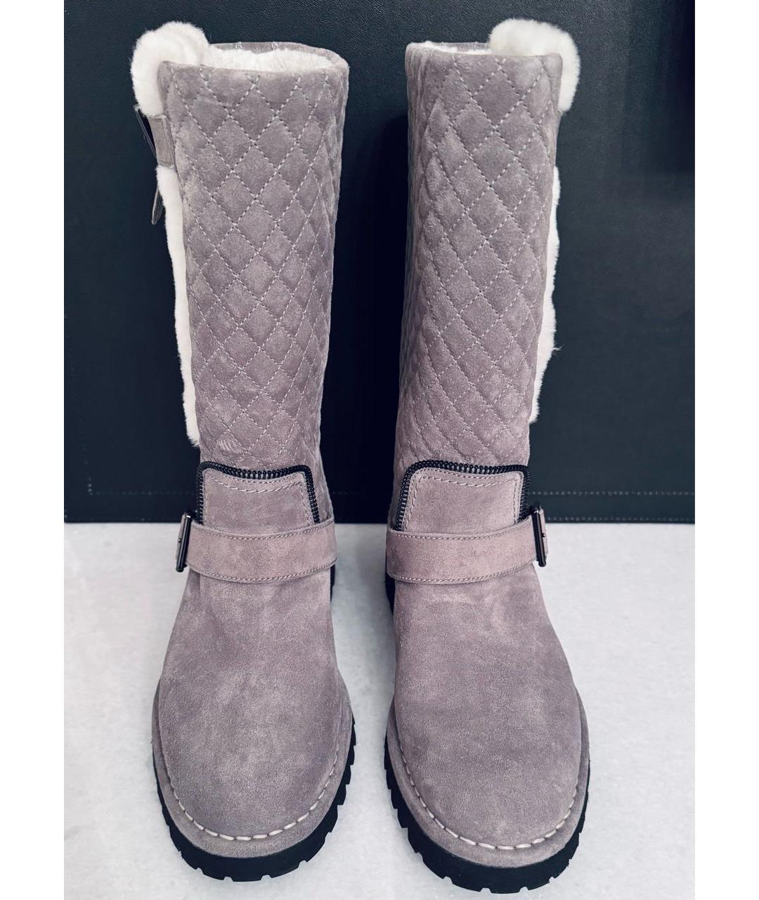 CHANEL Серые замшевые сапоги, фото 2