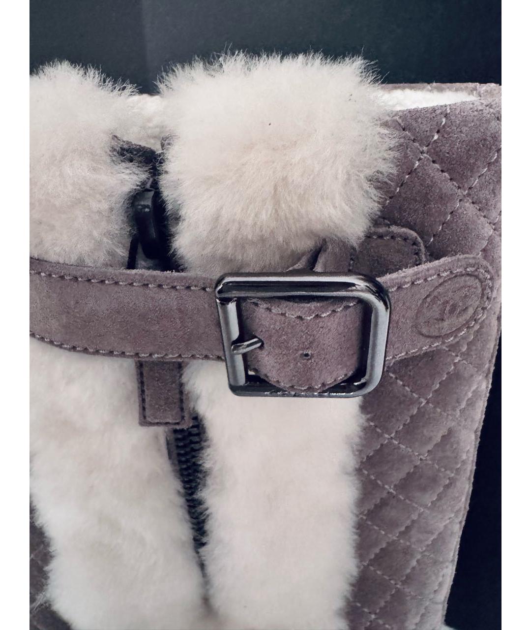 CHANEL Серые замшевые сапоги, фото 7