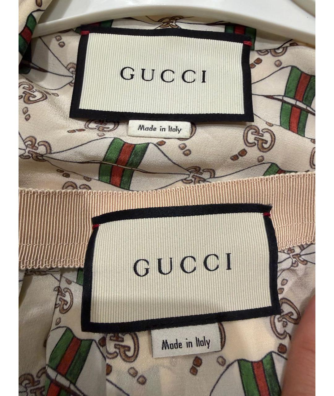 GUCCI Бежевый шелковый костюм с юбками, фото 4