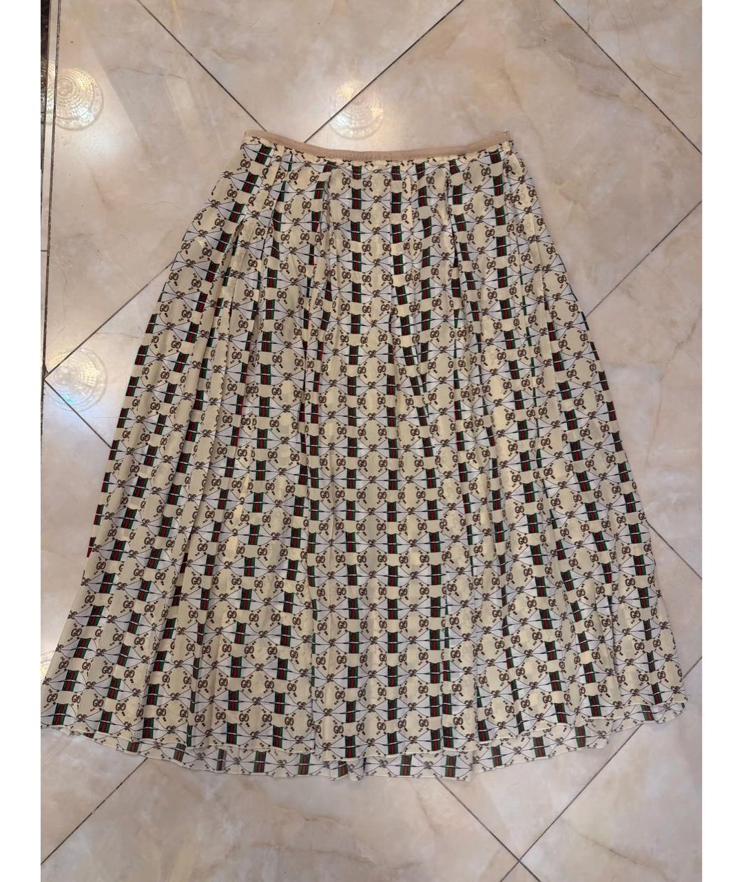 GUCCI Бежевый шелковый костюм с юбками, фото 2