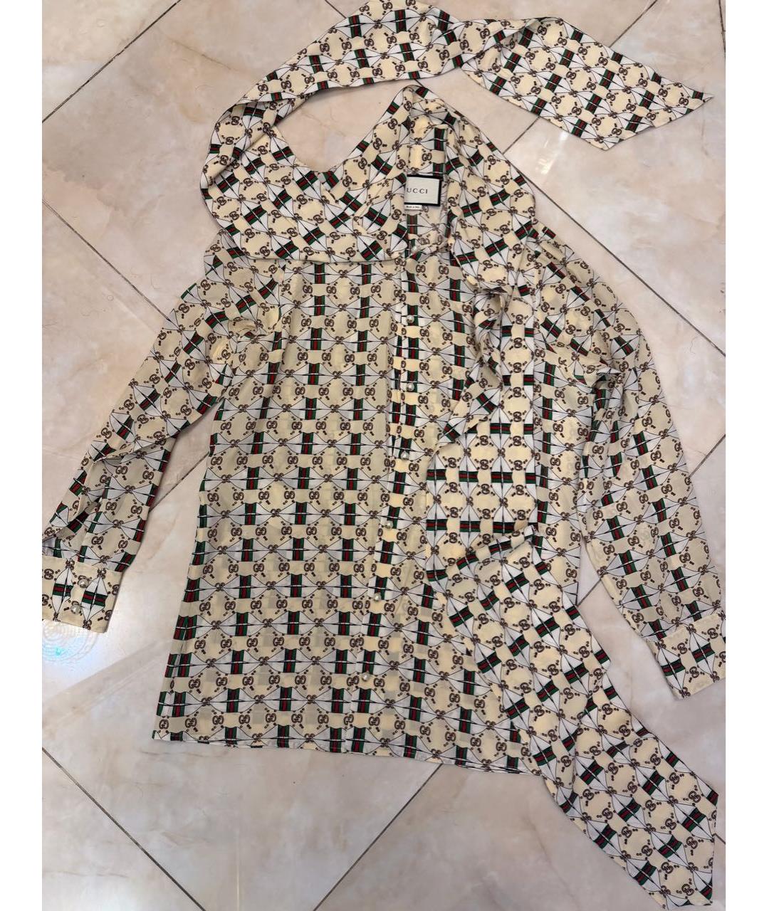 GUCCI Бежевый шелковый костюм с юбками, фото 9