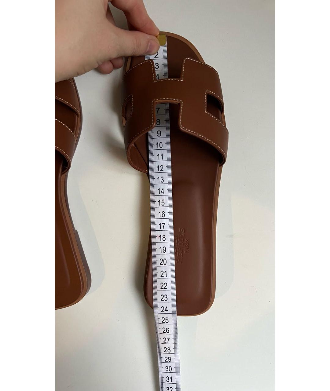HERMES Коричневые кожаные сандалии, фото 6