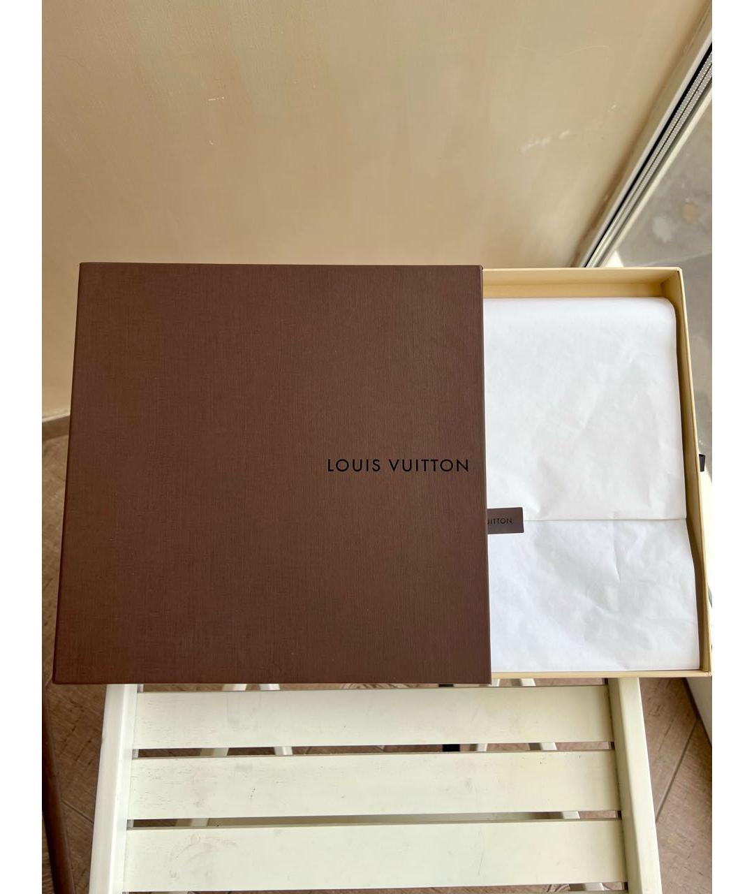 LOUIS VUITTON Коричневый шелковый платок, фото 4