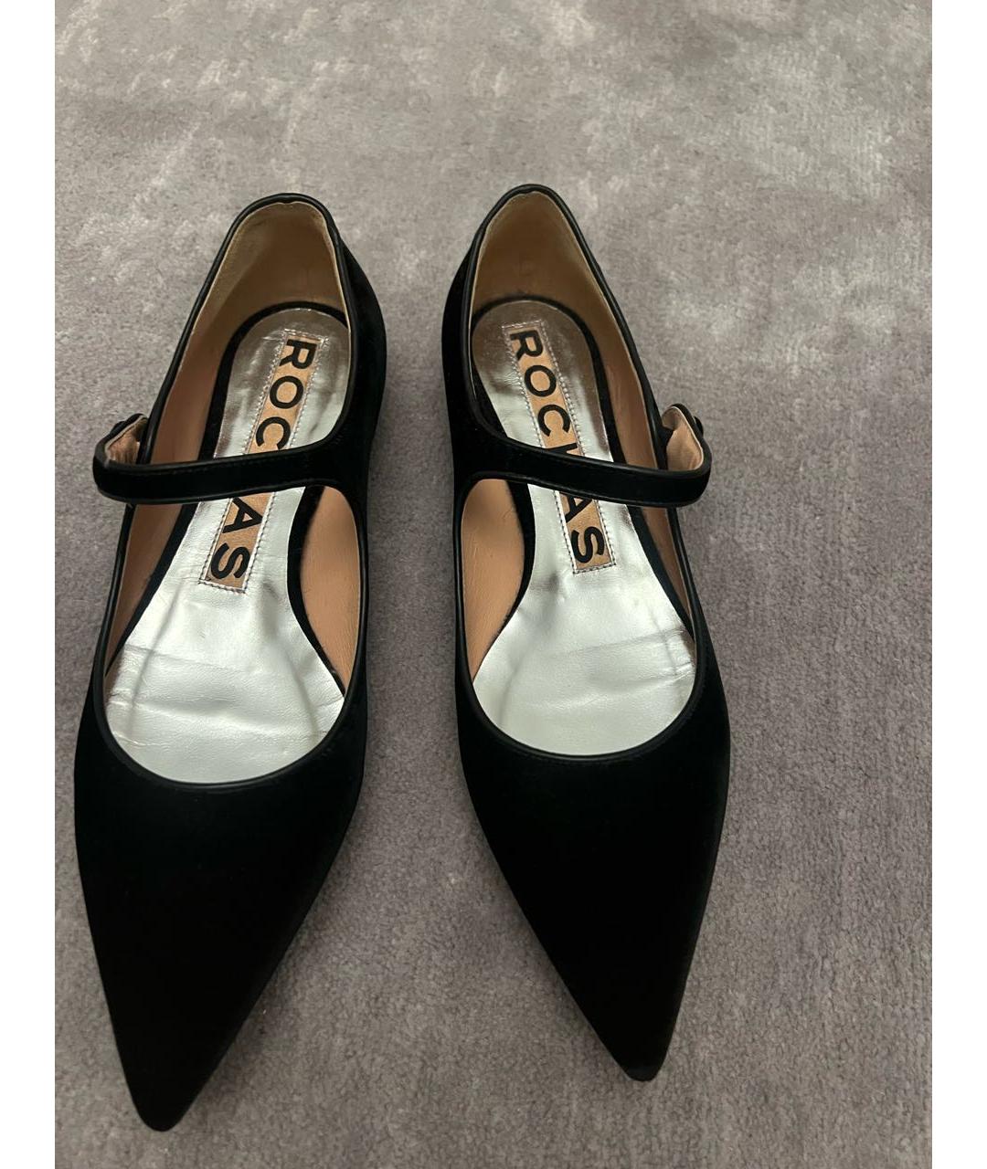 ROCHAS Черные бархатные лодочки на низком каблуке, фото 2