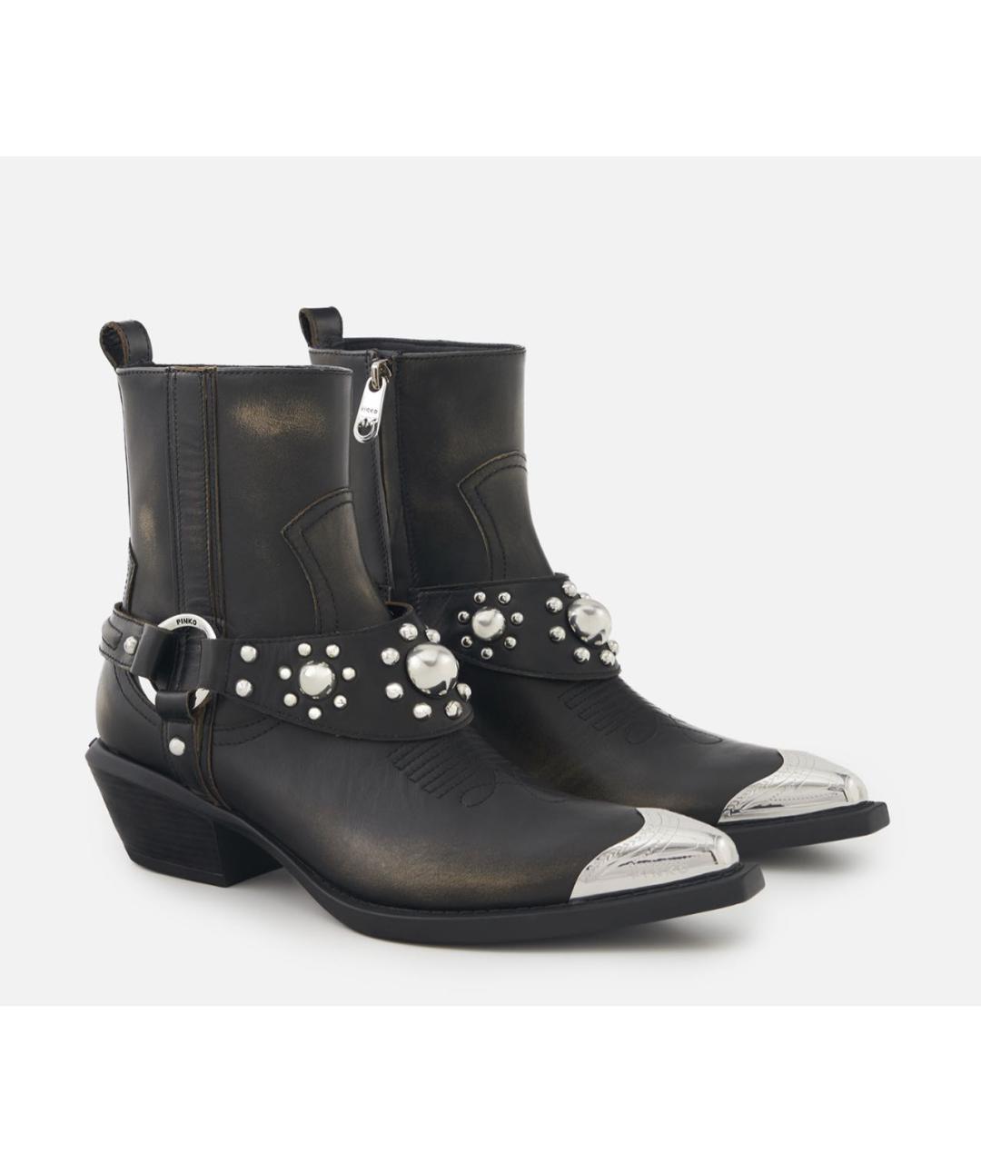 PINKO Черные кожаные ботинки, фото 4