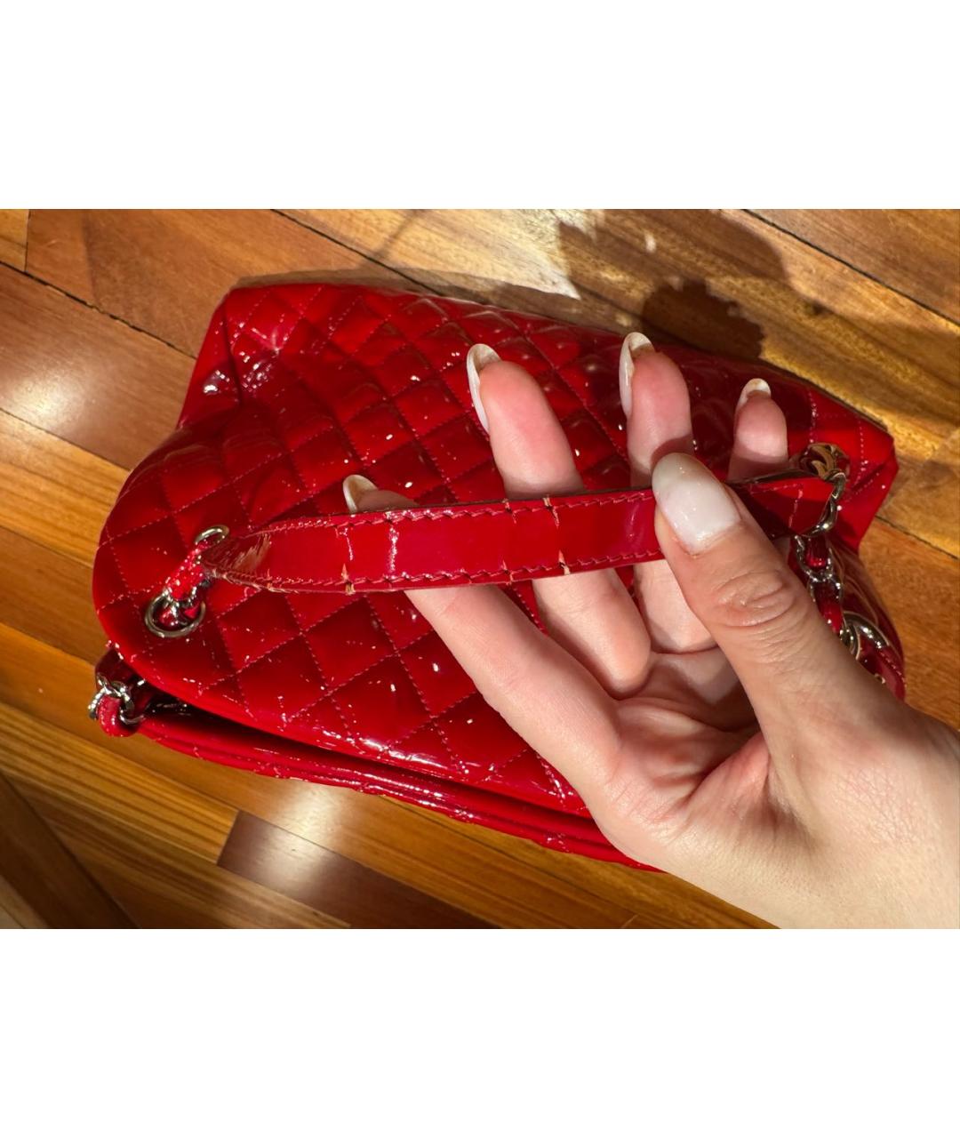 CHANEL Красная сумка тоут из лакированной кожи, фото 7