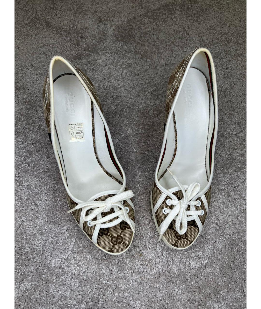 GUCCI Коричневые текстильные босоножки, фото 2