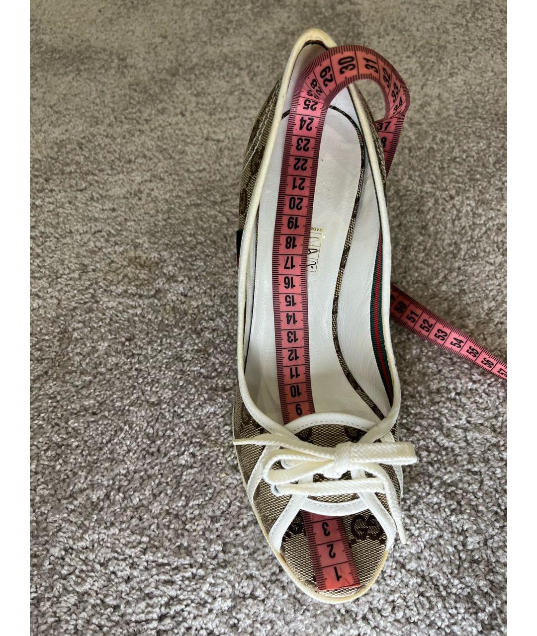 GUCCI Коричневые текстильные босоножки, фото 7