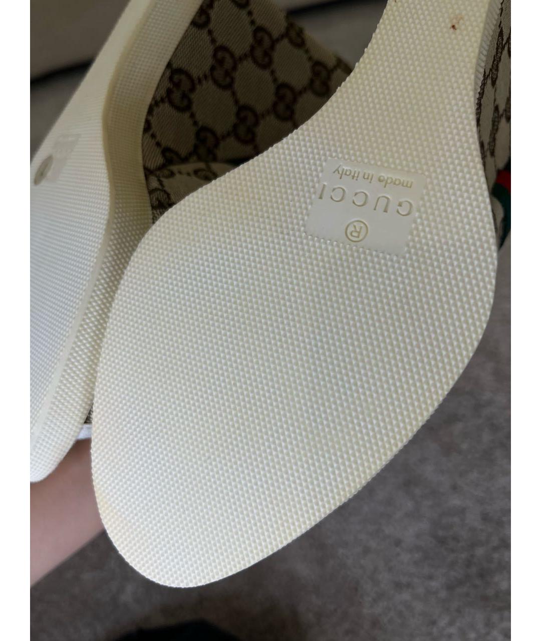 GUCCI Коричневые текстильные босоножки, фото 6