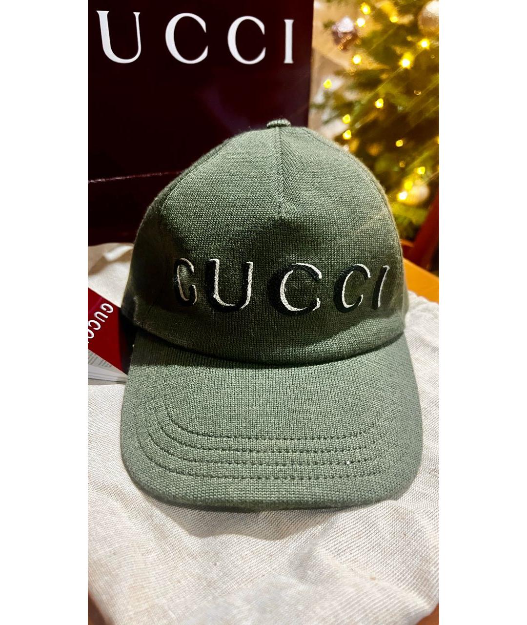 GUCCI Хаки шерстяная кепка, фото 2