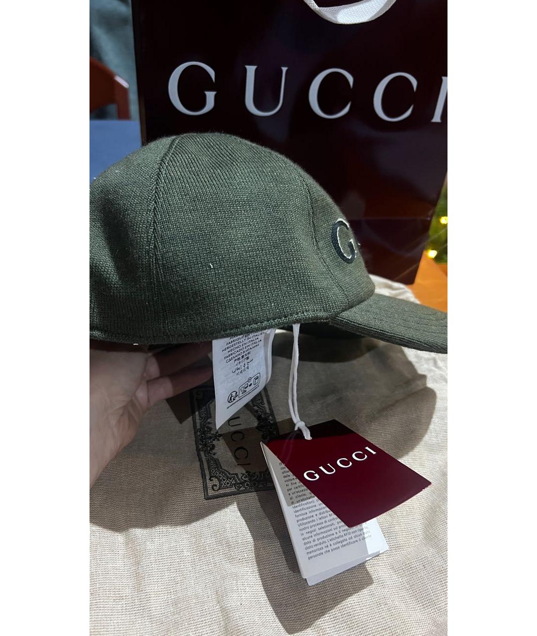 GUCCI Хаки шерстяная кепка, фото 3