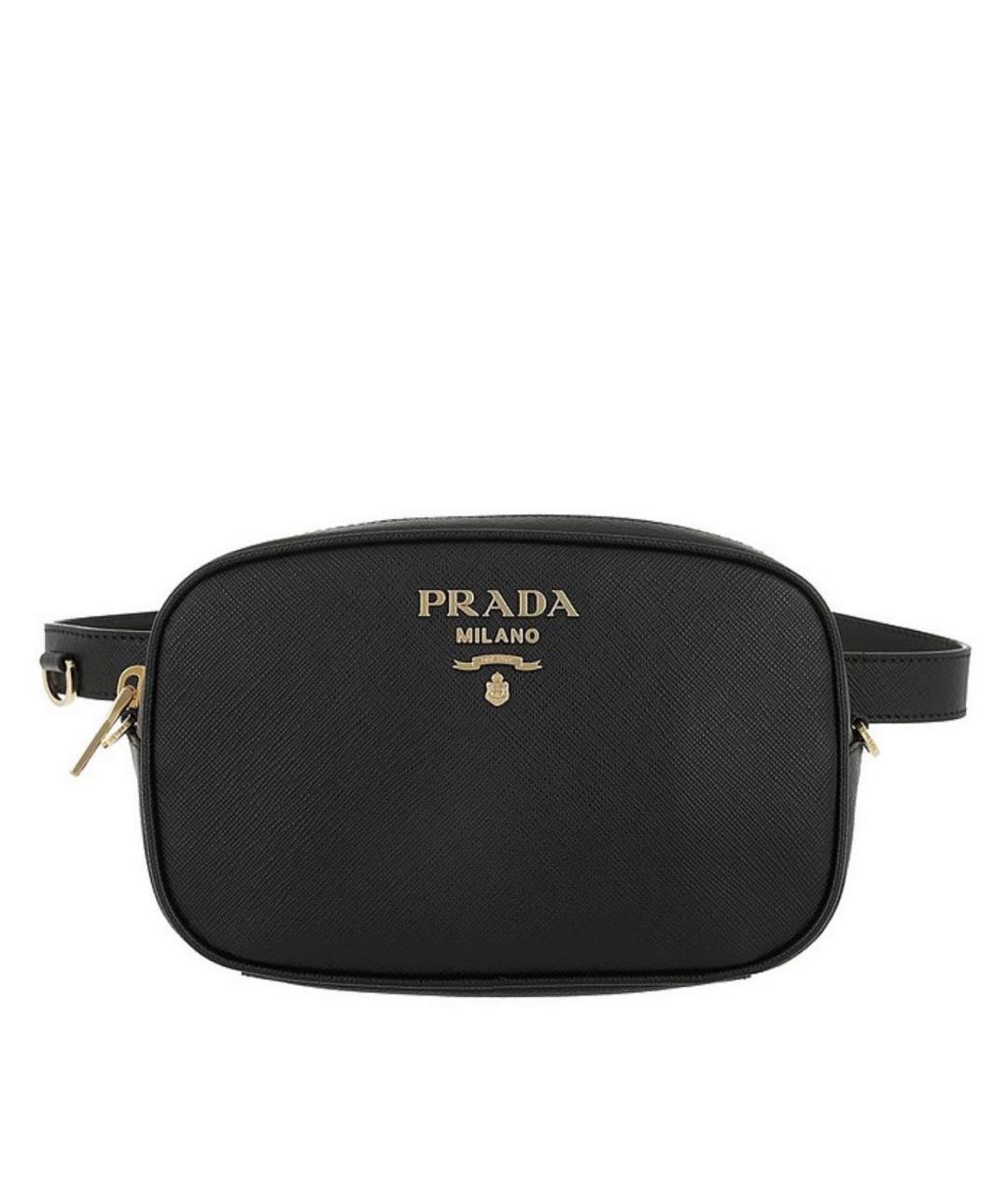 PRADA Черная кожаная поясная сумка, фото 1